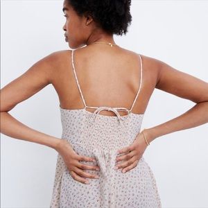 Beige Brite Buds Cami-Stripe Shift Dress-Madewell Size:LARGE